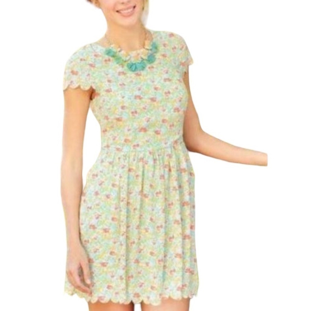 MATILDA JANE “Hello Lovely” Floral Ptint Scallop Hem Dress Size 8 in Poppy
